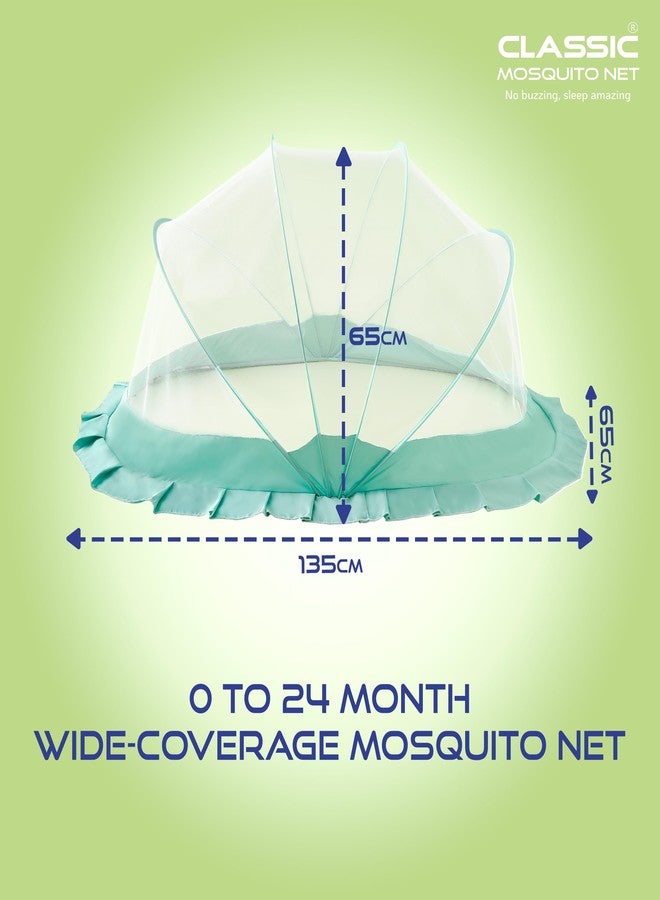 Classic Mosquito Net ناموسية كلاسيكية للأطفال، ناموسية قابلة للطي بدون قاعدة، آمنة وسهلة الاستخدام، تضمن نومًا آمنًا لطفلك - 135 سم × 65 سم × 65 سم، مناسبة للأطفال من عمر 0 إلى سنتين - لون أخضر محيطي - Image 3