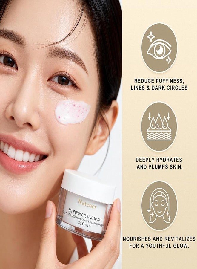 Natener 5% PDRN Eye Cream Clay Mask, DIY Under Eye Patches for Puffy eyes, Dark Circles & Wrinkle Custom Fit on All Face | Caffeine, Retinol, Collengen, Peptides, Hyaluronic - Korean Popular EyeCare - 1.06OZ - Image 2