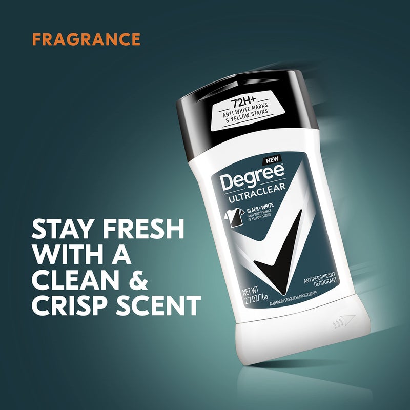 Degree Men UltraClear Antiperspirant Deodorant Black + White 72-Hour Sweat & Odor Protection Antiperspirant For Men With MotionSense Technology 2.7 Ounce (Pack of 4) - Image 4