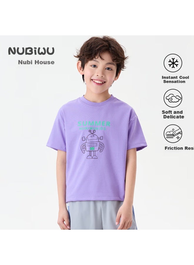 Nubiyu Boys' Short-Sleeve T-Shirt, Cool And Breathable, Children'S Summer Wear, Casual And Stylish, Summer Top For Older Boys, Handsome Clothing