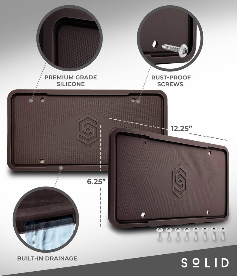 !Solid Silicone Black License Plate Frame Covers 2 Pack- Front and Back Car Plate Bracket Holders. Rust-Proof, Rattle-Proof, Weather-Proof (Black) - Image 3