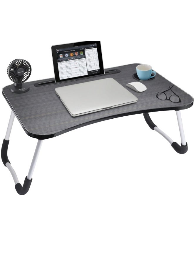 Foldable Adjustable Laptop Table with Built-In Cup Holder and Storage Slot – Lightweight Multifunction Computer Desk for Bed, Sofa, Floor, Work, Study and Dining - Image 1