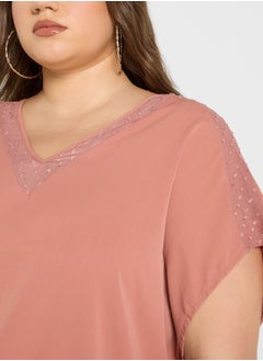 Ginger Plus V Neck Embro Detail Blouse  - Image 3