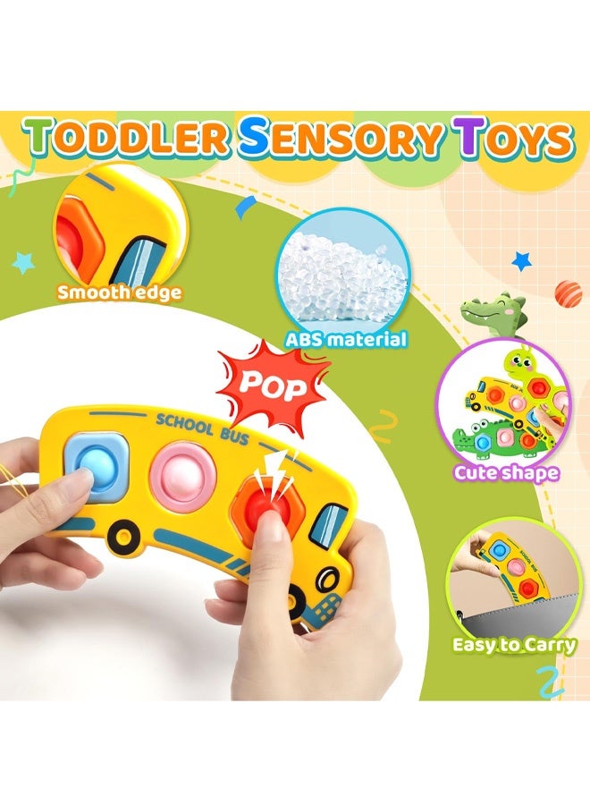 3 قطع من ألعاب فيدجيت الحسية للأطفال الصغار، تصاميم جذابة - يرقة، تمساح، وحافلة مدرسية، ألعاب لتخفيف التوتر لمرضى التوحد واضطراب فرط الحركة ونقص الانتباه، ألعاب سفر للأطفال الصغار على متن الطائرة، ألعاب تنمية المهارات الحركية الدقيقة للأولاد والبنات والأطفال - Image 3