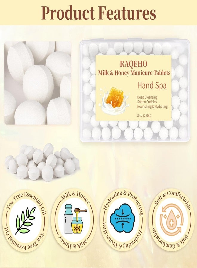 RAQEHO Manicure Spa Balls 8oz - Milk & Honey Soak Balls, Moisturizing Tablets, Cuticle Softener for Foot and Hand Soak Pedicure Spa Supplies Manicure Tools Nail Salon & Tavel Esenntial（80count） - Image 4