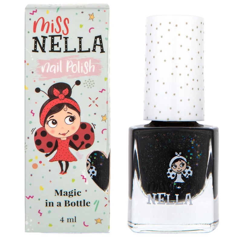 Miss NELLA MISS NELLA SURPRISE PARTY  Safe Special Glitter Black Nail Polish for Kids NonToxic  Odor Free Formula for Children and Toddlers Natural Water Based for Easy Peel Off