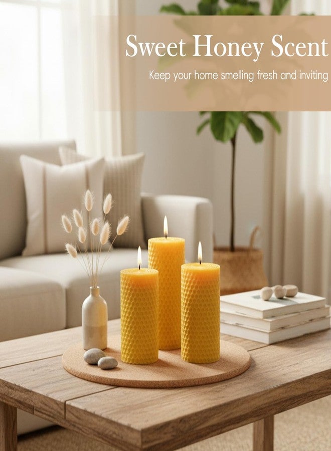 MOSROAD 3x6 Rolled Beeswax Candles, 2 Packs, Handcrafted Honeycomb Beeswax Pillar Candles, Natural Pure Bees Wax Candle Farm Gifts for Home Decor, Candle Lovers, Air Purify - Image 2