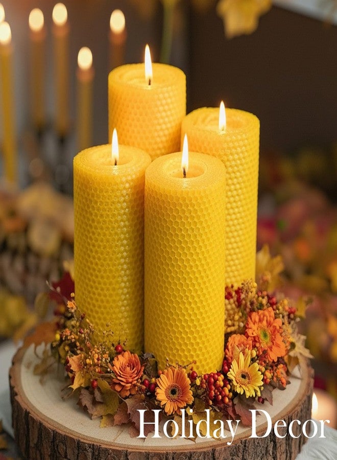 MOSROAD 3x6 Rolled Beeswax Candles, 2 Packs, Handcrafted Honeycomb Beeswax Pillar Candles, Natural Pure Bees Wax Candle Farm Gifts for Home Decor, Candle Lovers, Air Purify - Image 5