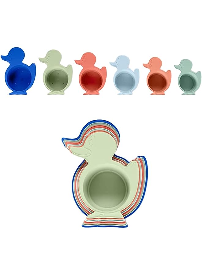 IAF Bath Shower Toy Water Duck Pool Beach Play Set of Cups Suitable for Baby, Blue/Green/Orange - Image 1