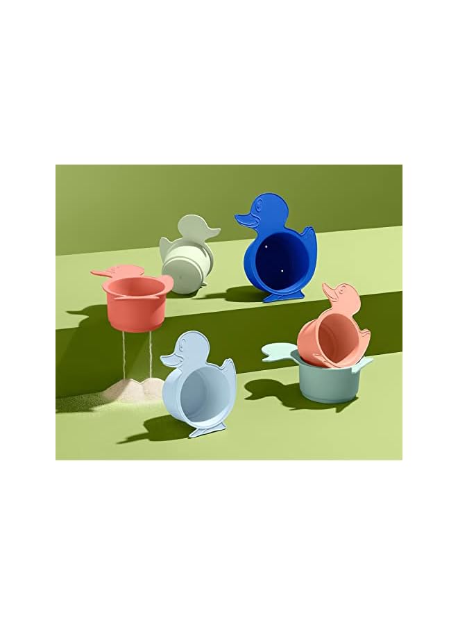 IAF Bath Shower Toy Water Duck Pool Beach Play Set of Cups Suitable for Baby, Blue/Green/Orange - Image 2