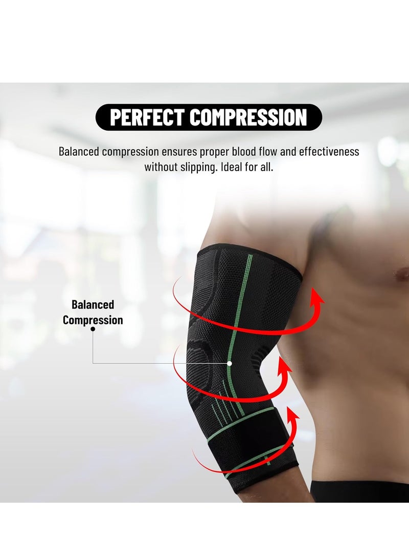 جينجبا سابورت دعامة ضغط للكوع مع شريط فيلكرو قابل للتعديل – عبوة من قطعتين مثالية للصالات الرياضية، التنس، الريشة الطائرة، والأنشطة الرياضية الأخرى للرجال والنساء اللون: أسود | المادة: النيوبرين - Image 4