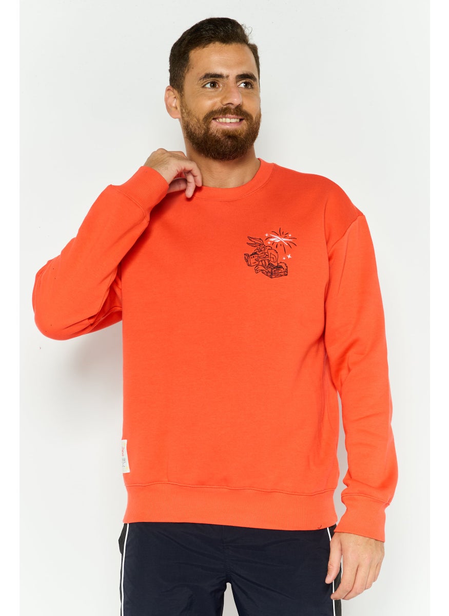 Reebok Men Sportswear Fit Long Sleeve Outdoor Sweatshirt, Coral  - Image 1
