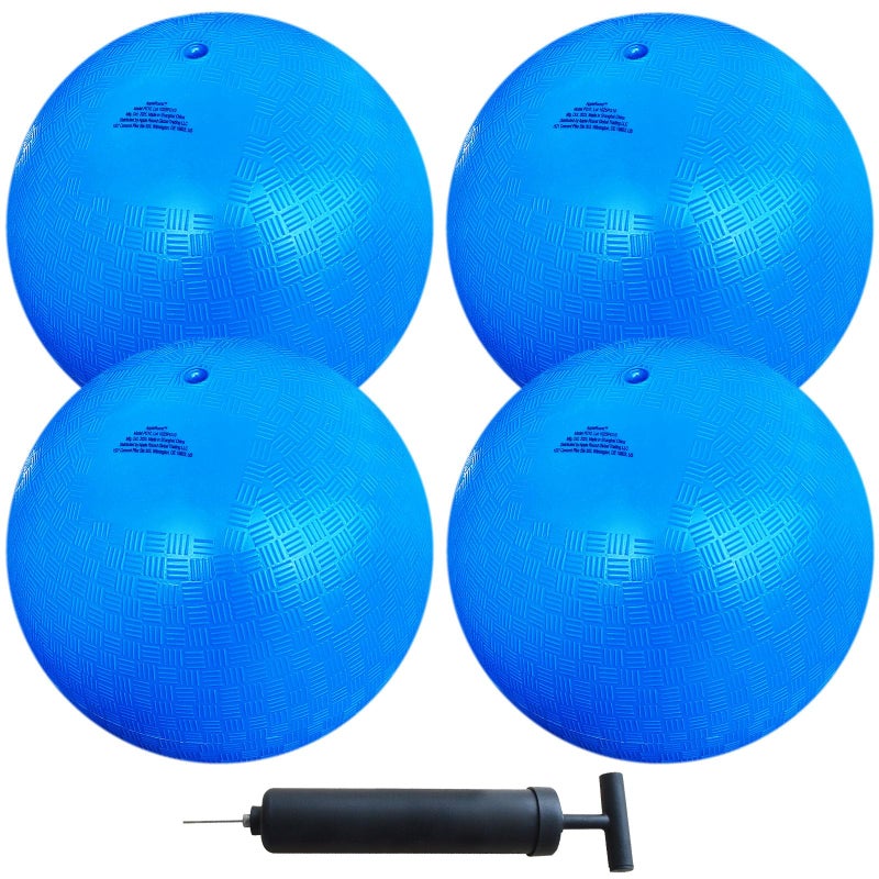 AppleRound 85inch Dodgeball Playground Balls Pack of 4 Balls with 1 Pump Official Size for Dodge Ball Handball Camps and Schools Blue - Image 2