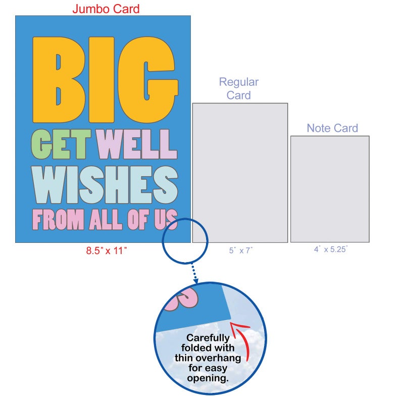 NobleWorks - Funny Group Get Well Card (8.5 x 11 Inch) - Jumbo Feel Better Soon from All of Us, Hospital, Sick - Big Get Well Wishes J2721GWG-US - Image 4