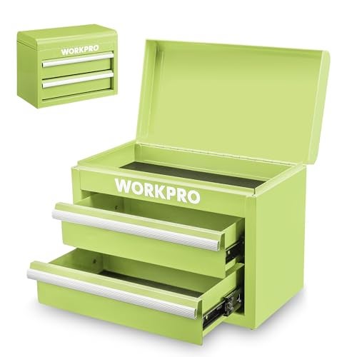 WORKPRO Metal Mini Tool Box, Top Tool Chest containing Two Drawers with Ball Bearing Slides, PVC Drawer Liners and PP Feet Pads, Durable Cold Rolled Steel Small Toolbox for Multi-Purpose Storage - Image 1