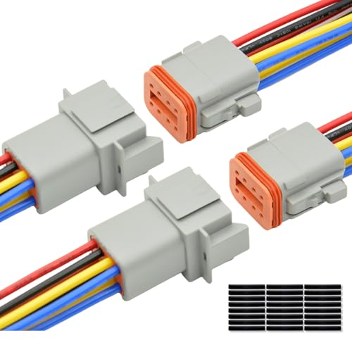 ALFOCI 2 Set 8 Pin DT Deustch Waterproof Automotive Electrical Butt Connector with 16AWG 40105 600V Wires and Heat Shrink Tubes Connectors Kit for Car Truck Boat F 8Pin Wiring 2Pair - Image 1