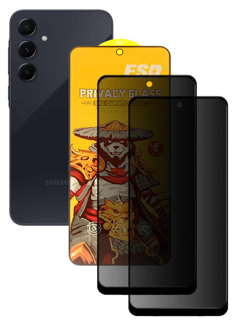 ESD 2 Pieces Tempered Dustproof Privacy Glass Screen Protector Compatible For Samsung Galaxy A55 5G - Image 1