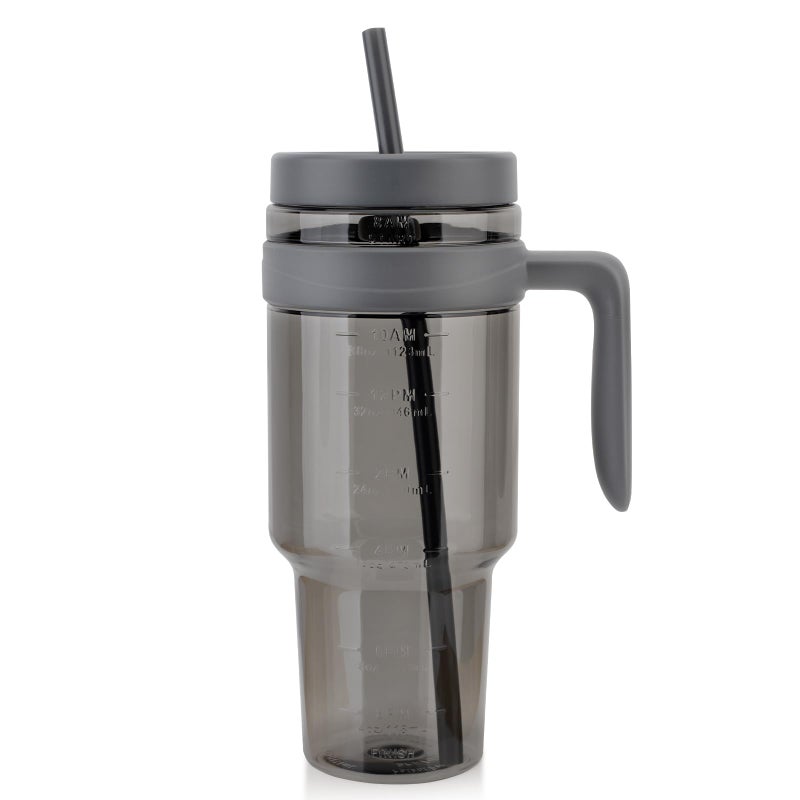 Cafezi 50 oz Tritan Plastic Tumbler with Handle and Straw | Leak-Proof BPA-Free Tumbler with Time Marker | Wide Mouth | Reusable Travel Mug for Camping, Sports, Office, Road Trips, Parties - Image 1