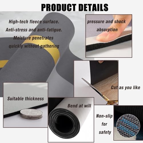 Mattitude 2 Pcs Kitchen Mats, Waterproof Memory Foam Kitchen Rugs, Standing Desk Mat Floor Mats, Comfort Runner Rug Carpets for Kitchen Floor, Sink (Black and Yellow) - Image 5