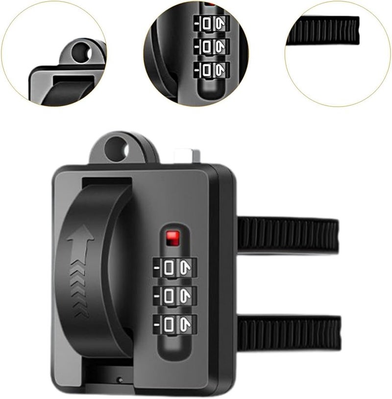 3 Digit Combination Helmet Lock for Bicycle Road Bike Suitcase Luggage Black - Image 5