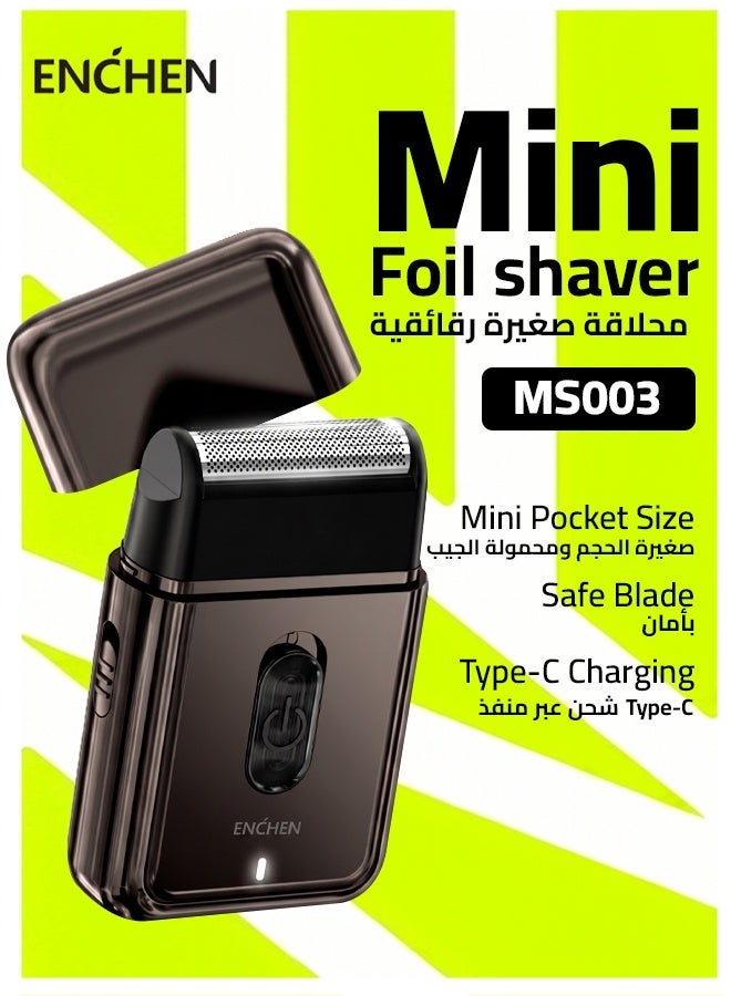 إنشن ماكينة تنعيم الذقن للرجال، مكينة تنعيم فويل كهربائية مدمجة بمكينه تنعيم منبثقة، شحن Type‑C، محرك منخفض الضوضاء، تصميم مناسب للسفر لحلاقة ناعمة ومريحة، مكينـه تنعيم الوجه ذكية - Image 2