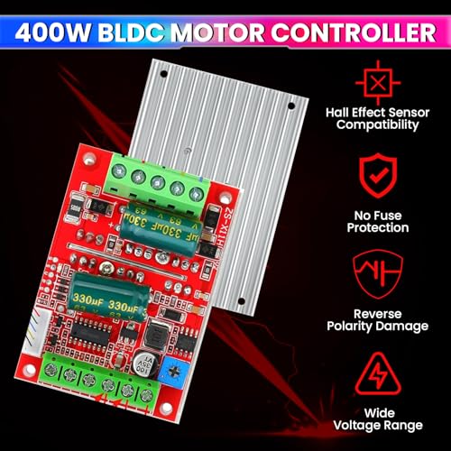 amiciSmart DC 6-60V 400W BLDC Three-Phase Brushless Motor Controller with PWM and Hall Sensor Support - Image 3