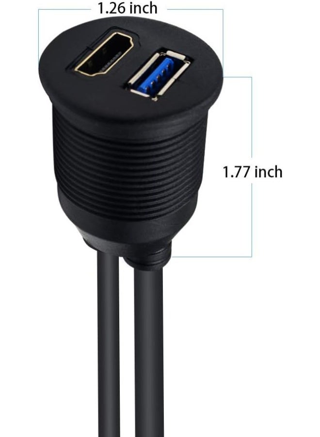 Duttek 2M/6.6ft USB 3.0 & HDMI Male to Female Extension Mount Cable - Image 4