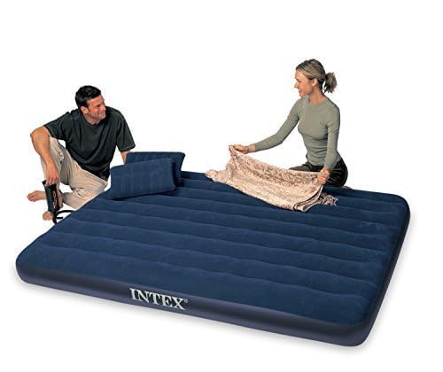 Intex Polyvinyl Chloride (PVC) Classic Downy Airbed Set with 2 Pillows and Double Quick Hand Pump, Queen - Multicolor - Image 3