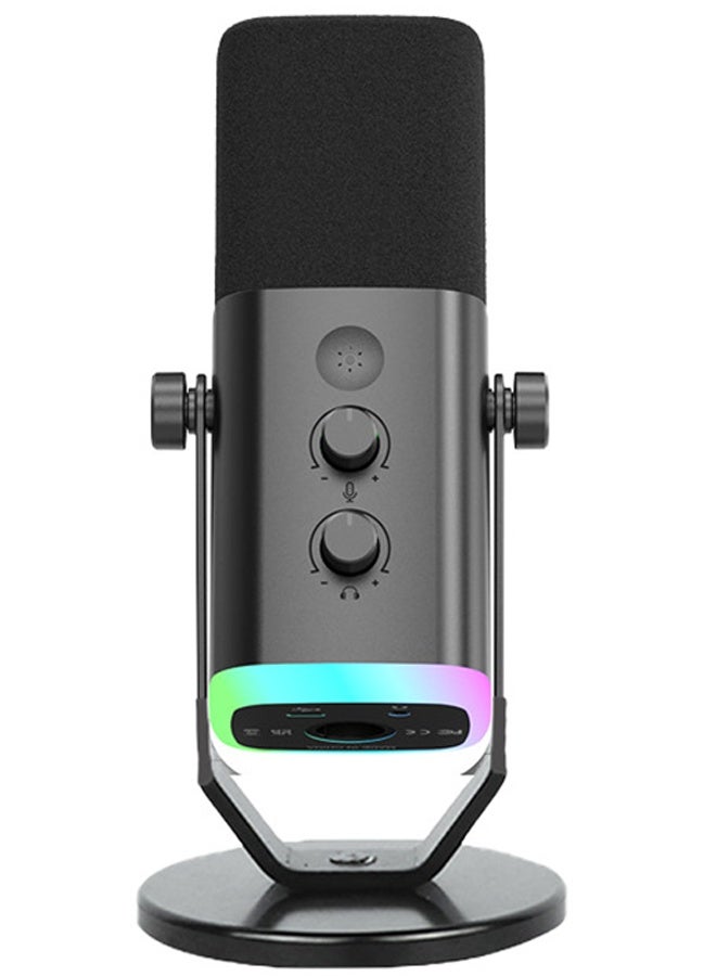 Bolivia's Microphone,Dynamic Microphone for Podcast Recording, PC Computer Gaming Streaming Mic with RGB Light, Mute Button, Headphones Jack, Desktop Stand, Vocal Mic for Singing YouTube - Image 1