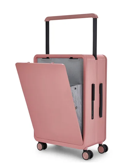 LIMRA Travel Bag From Limra It contains two compartments Made Of PC Luggage Trolley Size 24 inch Color Pink