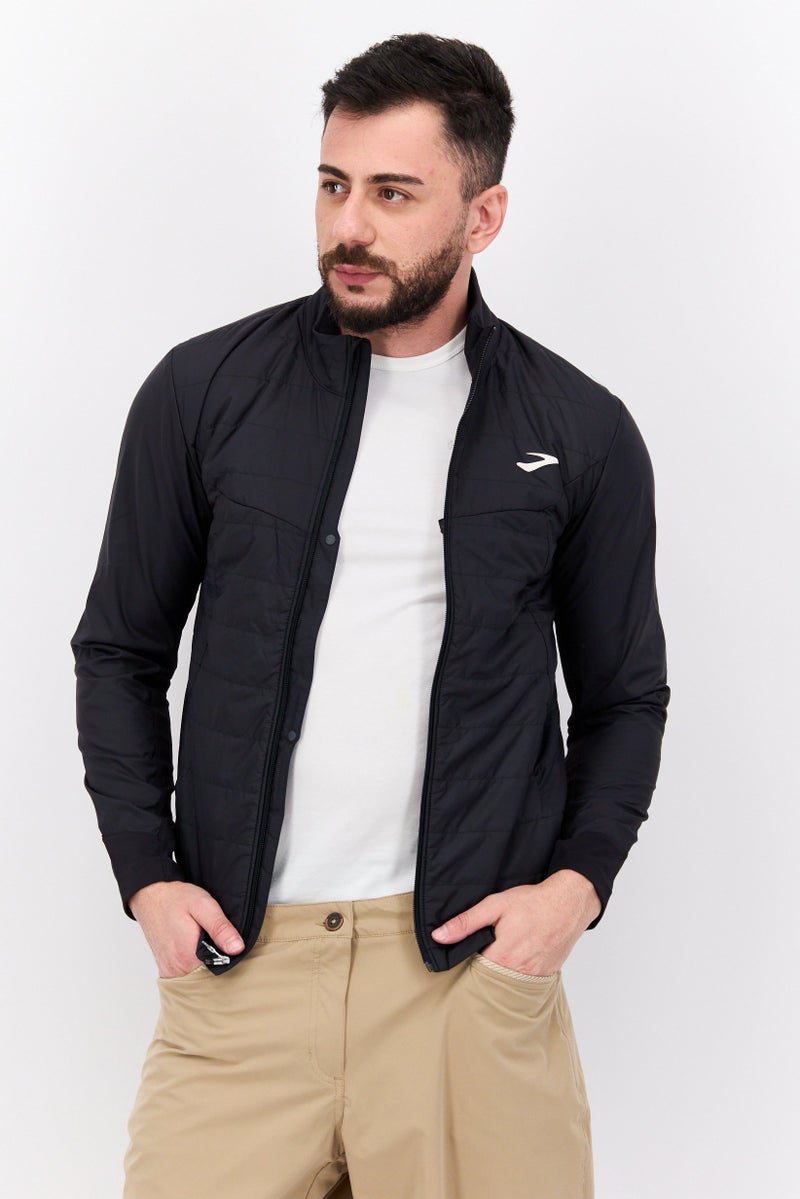 Brooks جاكيت رياضي للرجال بأكمام طويلة مناسب للخارج، أسود - Image 1