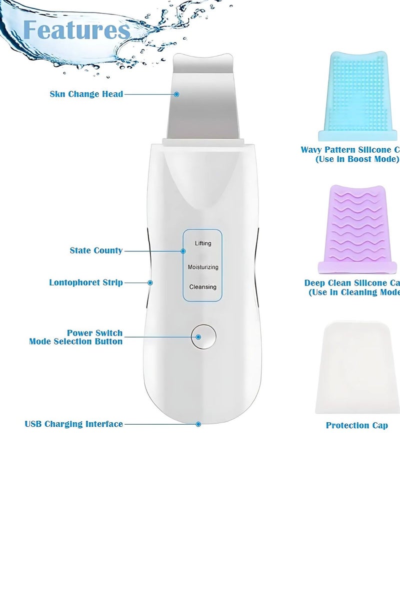 SOLARAE جهاز تنظيف الوجه بجلد الشovel – أداة 3 في 1 للتنظيف العميق، الرفع والترطيب مع ملحقات فرشاة السيليكون - Image 2