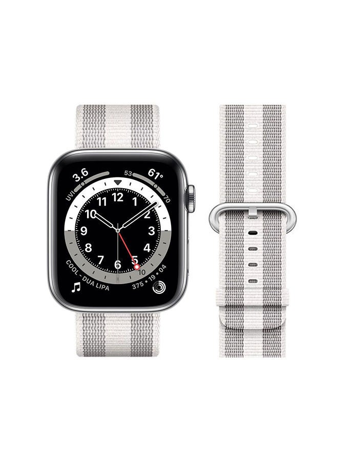 NIBEMINENT Nylon Replacement Band For Apple Watch Series 6/SE/5/4/3/2/1 White Stripe