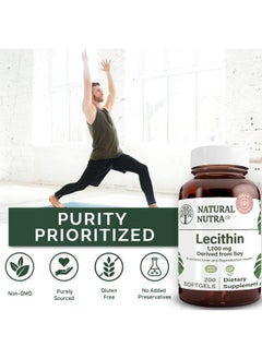 Natural Nutra Soy Lecithin Dietary Supplement Memory Booster Improves Reproductive Health Brain Function Support Better Liver Health Infant Development 1200 Mg 200 Softgels  - Image 4