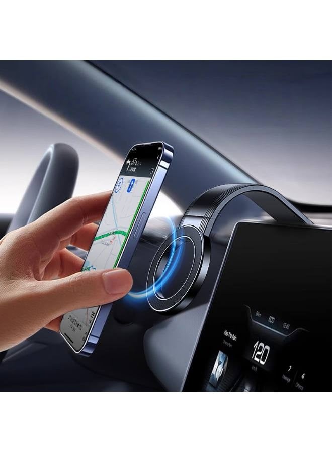 حامل هاتف السيارة وحامل مغناطيسي للهاتف على لوحة القيادة - مغناطيس فائق القوة 18 نيوتن، ذراع مرن يدور 360 درجة، تصميم أنيق ومتين - Image 2