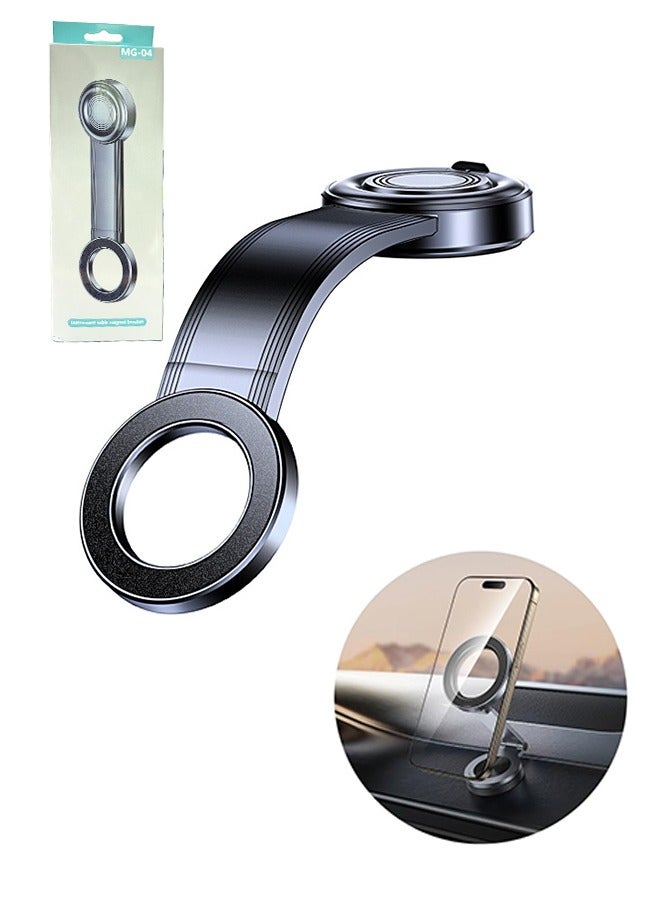 حامل هاتف السيارة وحامل مغناطيسي للهاتف على لوحة القيادة - مغناطيس فائق القوة 18 نيوتن، ذراع مرن يدور 360 درجة، تصميم أنيق ومتين - Image 1
