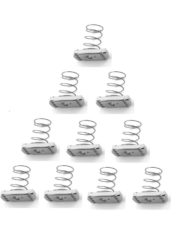 Biella Strut Channel Nuts, M10- Spring Channel Nuts With Zinc Electroplate Finish, Long Spring Nuts Great For Use With Strut Channel - Image 1
