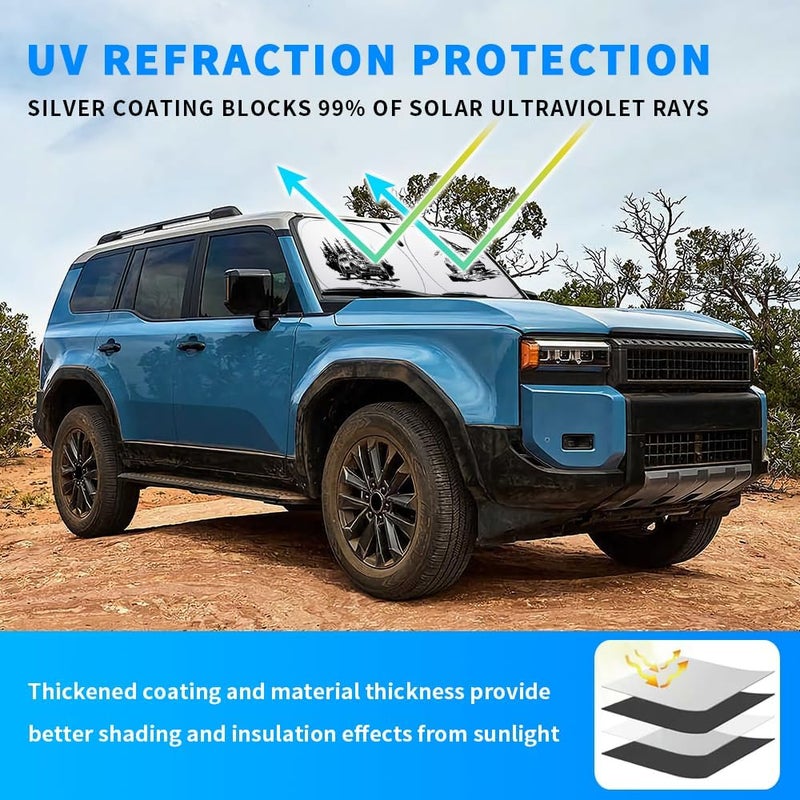 akarin Windshield Sun Shade for Land Cruiser 250 (2024-Present) - UV Ray Blocking Front Window Cover - Image 3