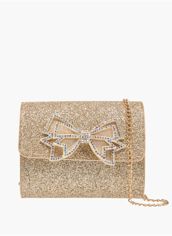 Flora Bella By Shoexpress Girls Bow Detail Embellished Sling Bag With Magnetic Closure Ramadan Collection