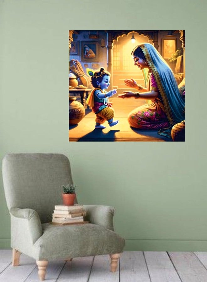 Sky Flying Baby Krishna And Yashoda Mata Wall Poster (K18_NW_07) Living Room, Pooja Room, KIds Room (Size - 46CM X 46CM) - Image 2
