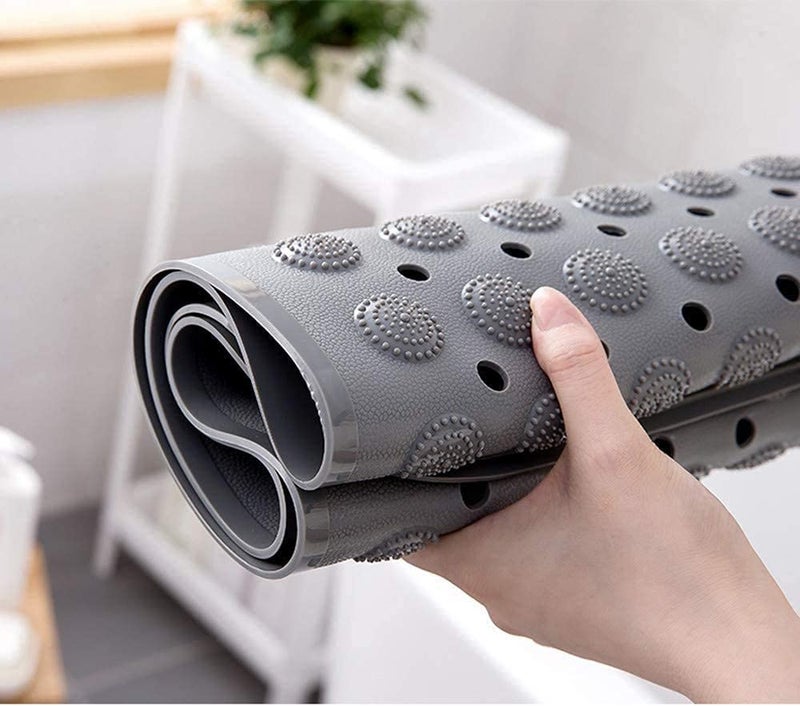 VDNSI Anti Slip Bathroom Mat Rubber Bath Mats Floor Rectangle Anti Skid Mats for Bathing Area Shower mat with Strong Suction Cups & Drain Holes 35X70 CM (Grey) - Image 5
