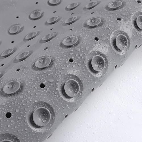 VDNSI Anti Slip Bathroom Mat Rubber Bath Mats Floor Rectangle Anti Skid Mats for Bathing Area Shower mat with Strong Suction Cups & Drain Holes 35X70 CM (Grey) - Image 4