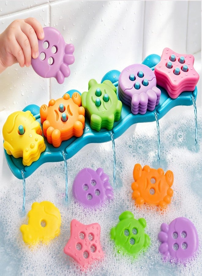 AMCHSURI 21PCS Mold Free Bath Toys,Ocean Shape Sorters Stacking Water Play Toys, Early Learning Gifts for Toddlers 1-3 2-4 3-5 Boys Girls - Image 1