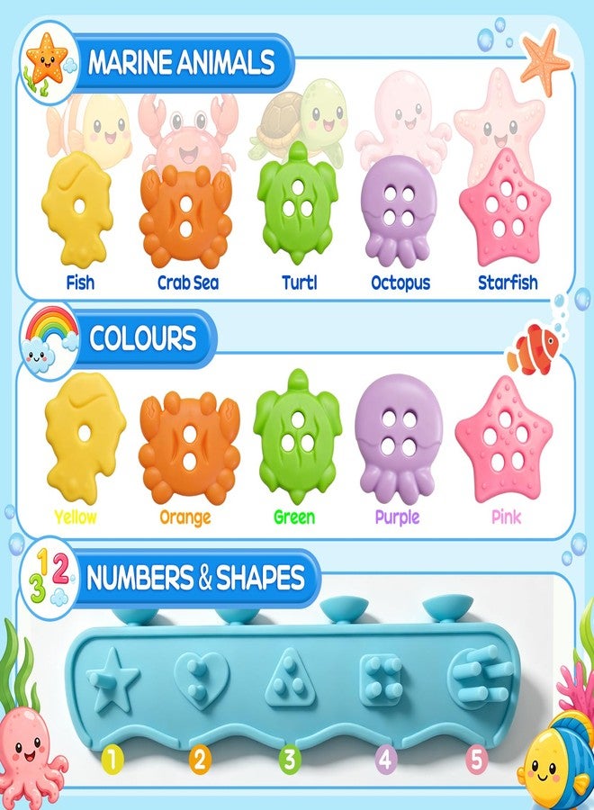 AMCHSURI 21PCS Mold Free Bath Toys,Ocean Shape Sorters Stacking Water Play Toys, Early Learning Gifts for Toddlers 1-3 2-4 3-5 Boys Girls - Image 5