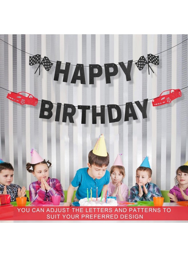 PEUTIER Pre-strung Happy Birthday Banner, Prestrung Racing Themed Black Birthday Banner Sign Boys Race Car Party Birthday Decoration for Racing Themed Birthday Party Supplies  - Image 5