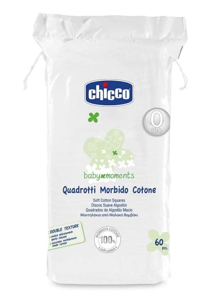 Chicco Baby Moments Soft Cotton Squares 60 Pcs for Sensitive Skin