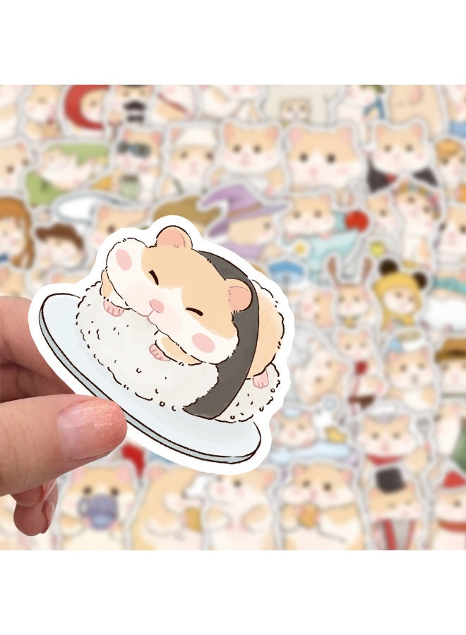 قوس قزح أورينبو ملصقات حيوانات الهامستر الكرتونية اللطيفة، ملصقات حيوانات الهامستر للأطفال والمراهقين، 60 قطعة، ملصق فينيل جميل مقاوم للماء لزجاجات المياه والكمبيوتر المحمول - Image 2