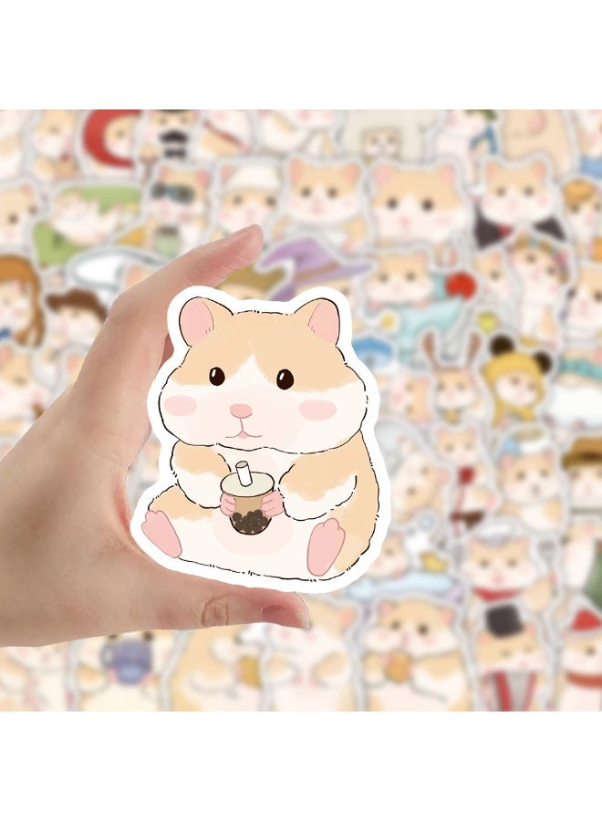 قوس قزح أورينبو ملصقات حيوانات الهامستر الكرتونية اللطيفة، ملصقات حيوانات الهامستر للأطفال والمراهقين، 60 قطعة، ملصق فينيل جميل مقاوم للماء لزجاجات المياه والكمبيوتر المحمول - Image 5