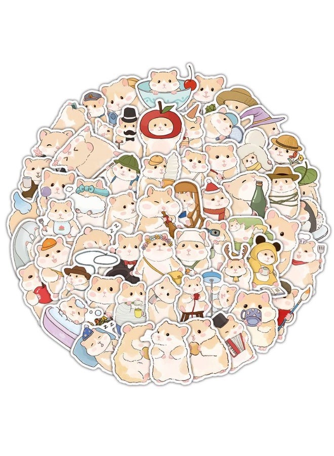 قوس قزح أورينبو ملصقات حيوانات الهامستر الكرتونية اللطيفة، ملصقات حيوانات الهامستر للأطفال والمراهقين، 60 قطعة، ملصق فينيل جميل مقاوم للماء لزجاجات المياه والكمبيوتر المحمول - Image 1