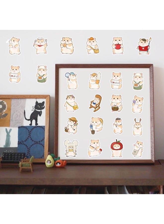 قوس قزح أورينبو ملصقات حيوانات الهامستر الكرتونية اللطيفة، ملصقات حيوانات الهامستر للأطفال والمراهقين، 60 قطعة، ملصق فينيل جميل مقاوم للماء لزجاجات المياه والكمبيوتر المحمول - Image 3